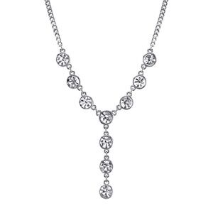 2028 Jewelry Y Shaped Necklace with Clear Crystals and Silver Tone Chain